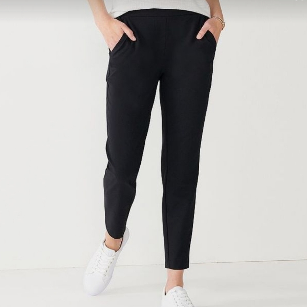 Nine West Black Relaxed Fit Pull-on On Slim Leg Pants Size 10